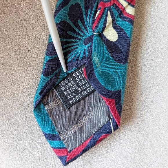 GIORGIO REDAELLI Made in Italy 100% Silk  Floral Tie Navy - Picture 6 of 6